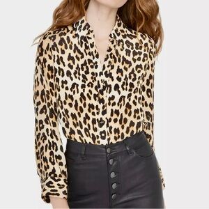 Alice + Olivia Eloise Leopard Print Blouse Size S